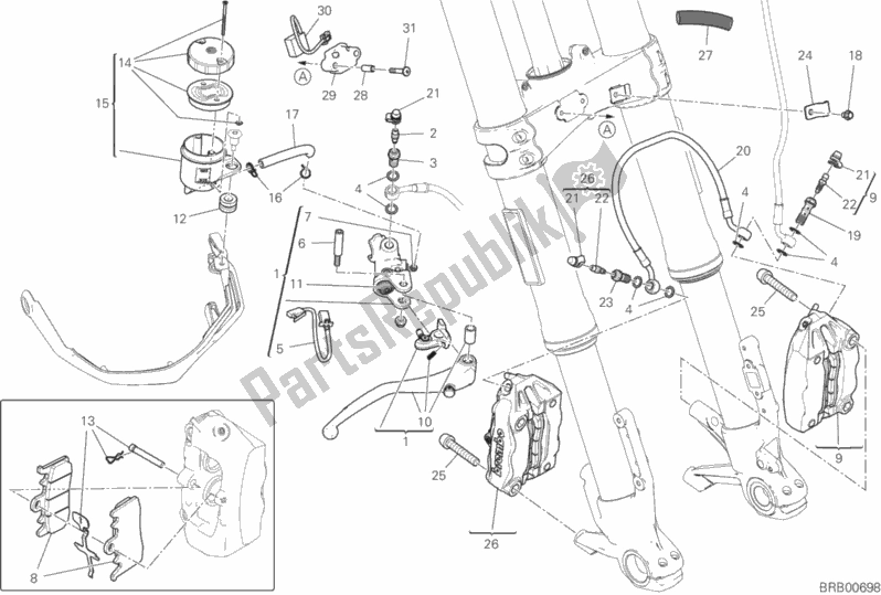 All parts for the Front Brake System of the Ducati Multistrada 950 S SW USA 2020